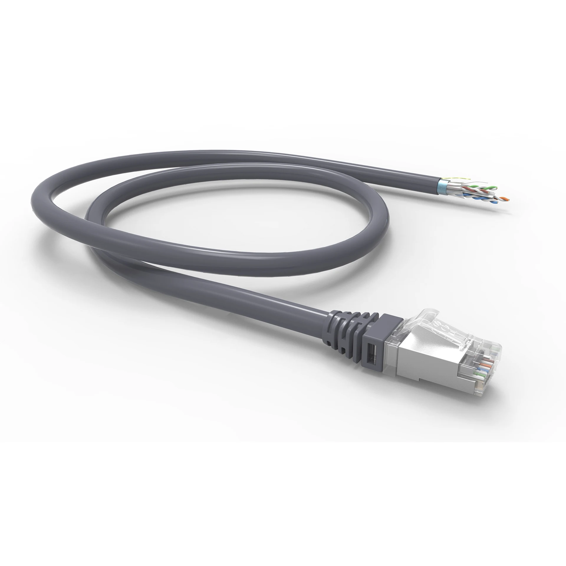EXTENSAO SOLIDA RJ-45 F/UTP GIGALAN CAT.6A – CM – T568B – 10.0m – CINZA (BLINDADO)