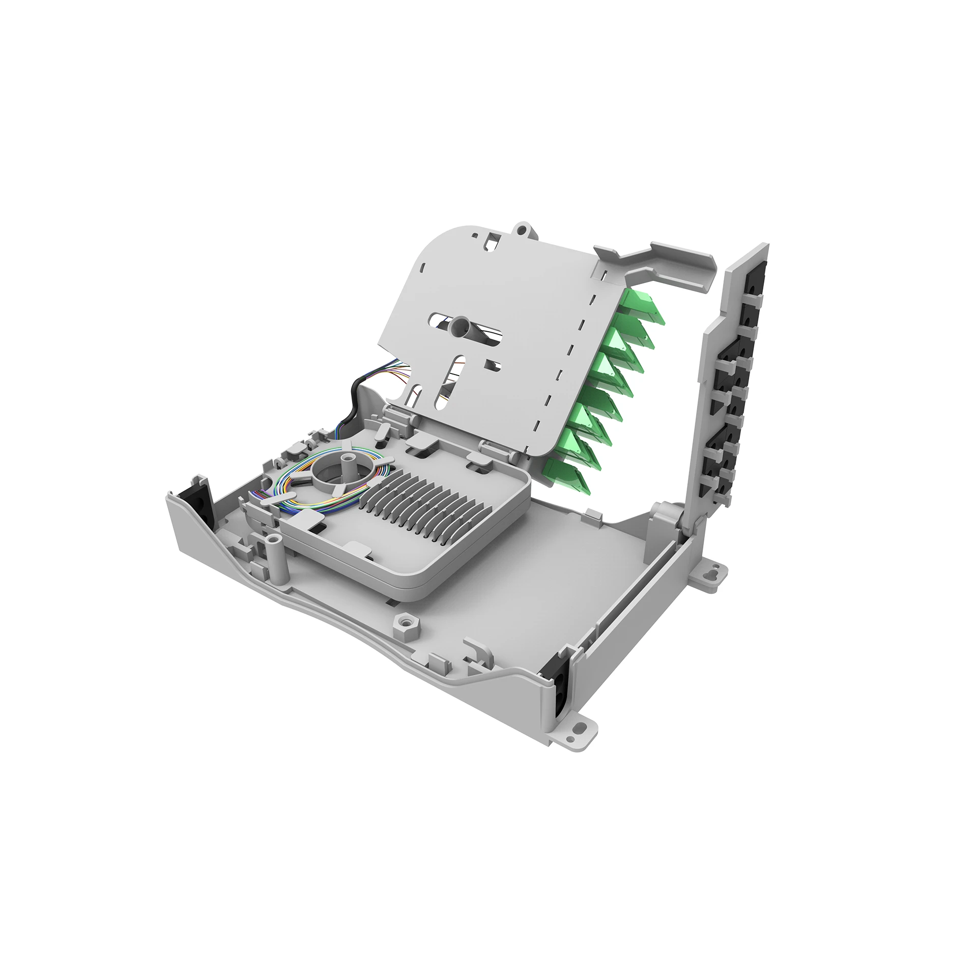 CEIP 12 (CAIXA DE EMENDA INTERNA DE PAREDE 12F COM SPLITTER 1X8 NC/SC-APC)