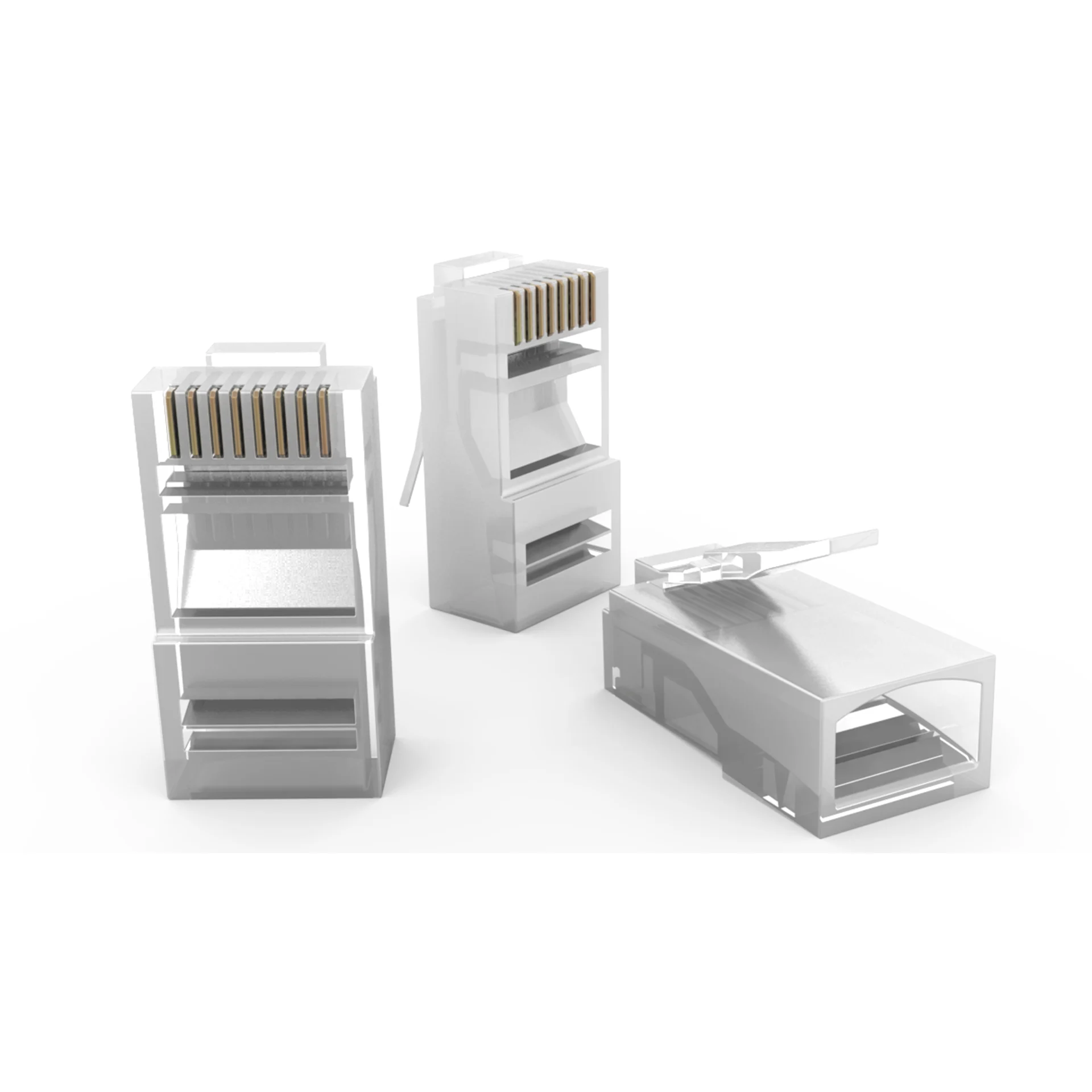 CONECTOR RJ45 MACHO BLINDADO MULTILAN CAT.5e PARA CABO SOLIDO (PCT 50 PLUGS)