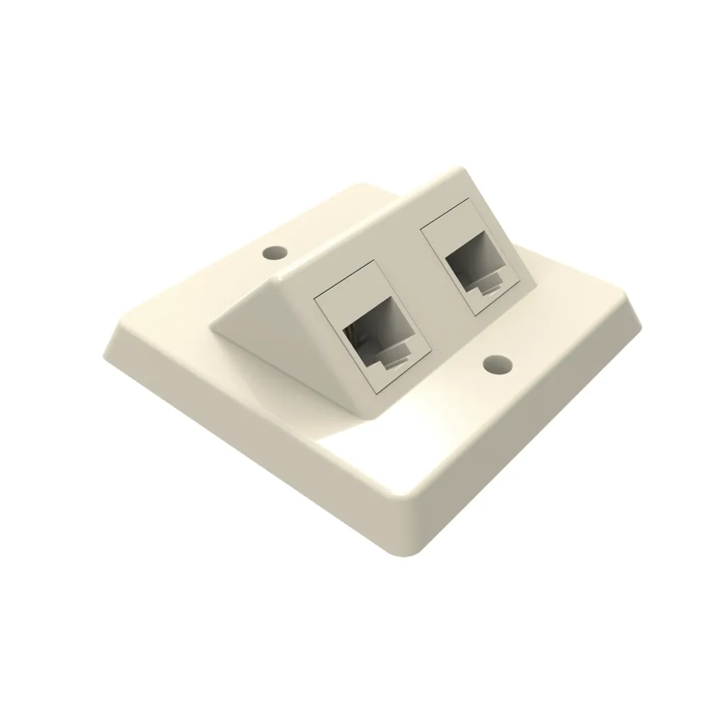 ANGLED FACEPLATE 2P – WHITE (3X3)