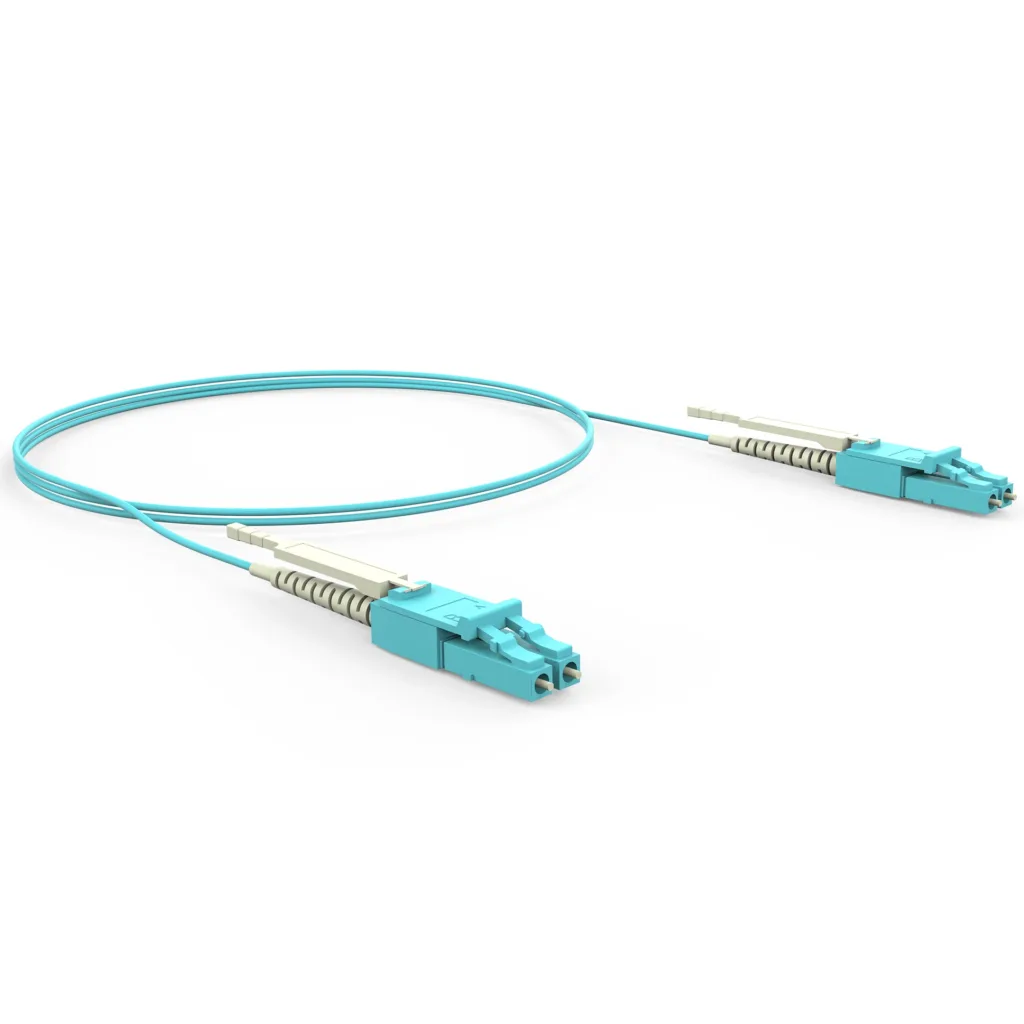 DUPLEX OPTICAL PATCH CORD OM4 LC(UB)-UPC/LC(UB)-UPC – 5.0m – LSZH – AQUA (A – B) – PREMIUM