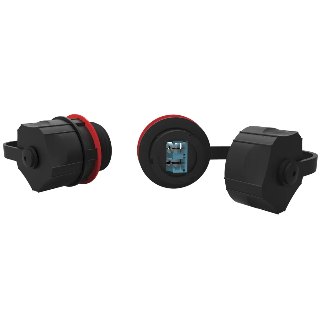 INDUSTRIAL OPTICAL ADAPTER 02F SM LC-UPC IP67 – BLACK