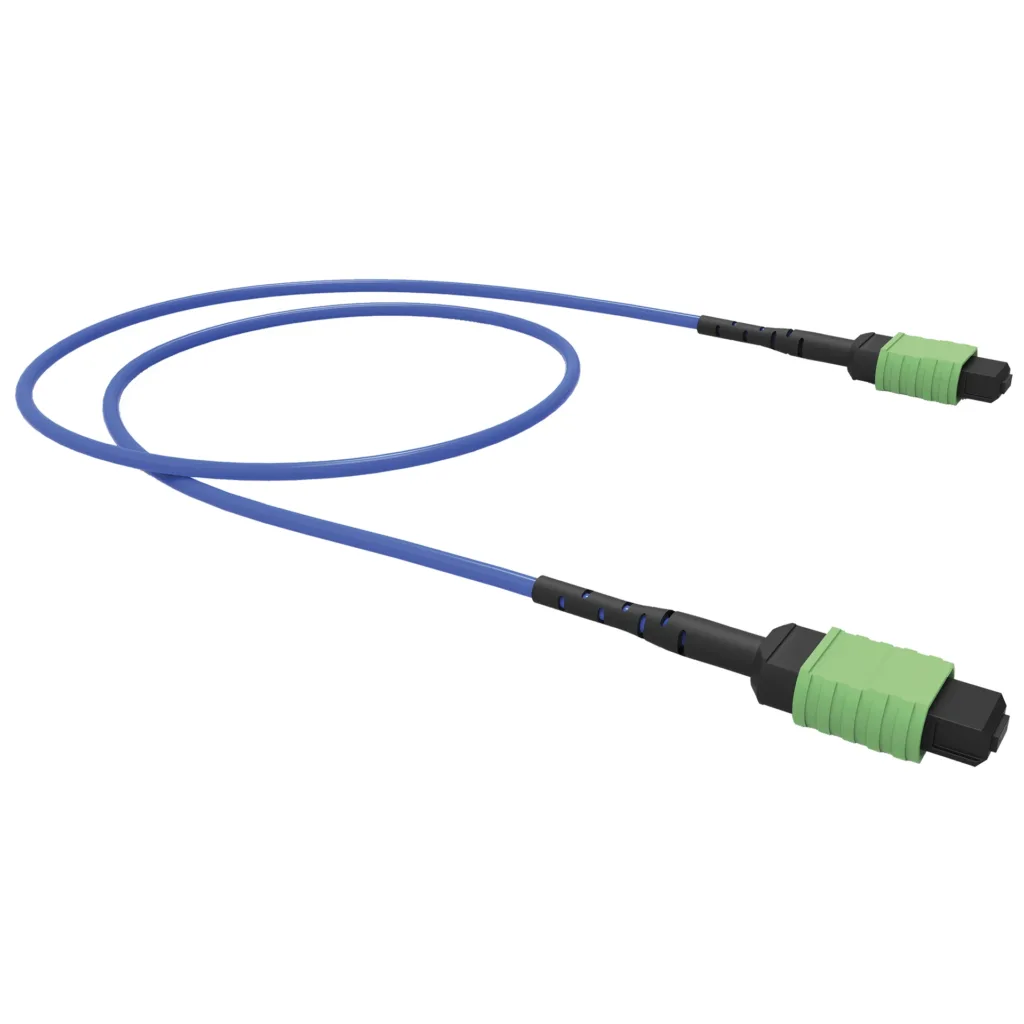PATCH CORD OPTICO CONECTORIZADO 12F OM4 LC-UPC/MPO12-UPC(F) 0.7D2/10.0D3 – MTF – LSZH – ACQUA – TIPO A
