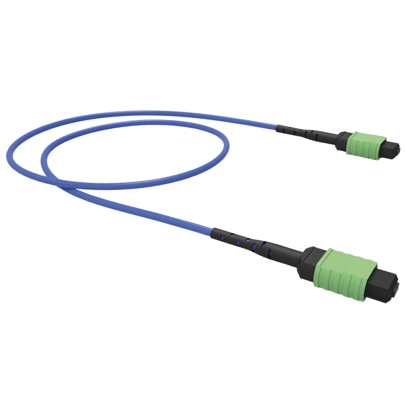 CORDAO OPTICO CONECTORIZADO 12F OM4 LC-UPC/MPO12-UPC(F) 0.7D2/10.0D3 – MTF – LSZH – ACQUA – TIPO A