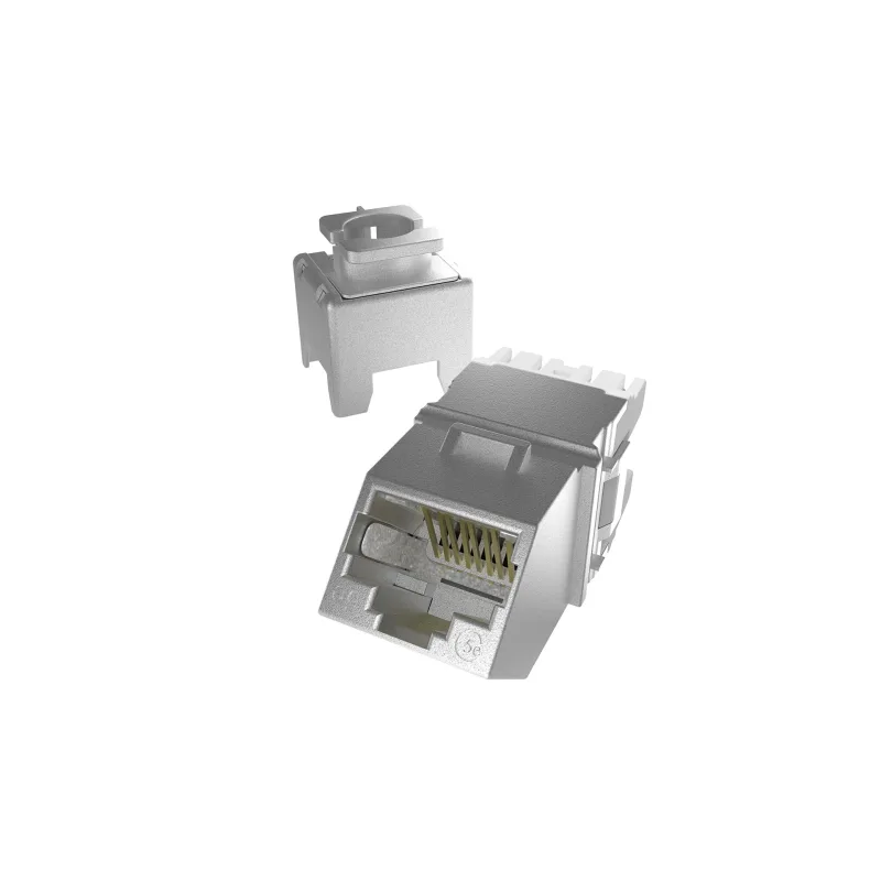CONECTOR FEMEA GIGALAN CAT.6 INDUSTRIAL T568A/B BLINDADO ANGULAR – PRATA (24 UNID)