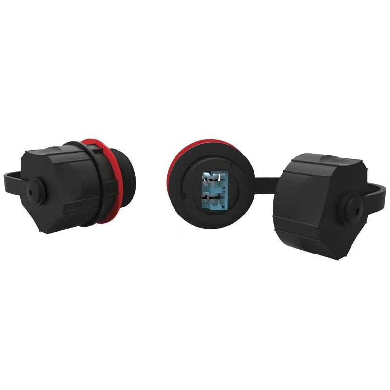 INDUSTRIAL OPTICAL ADAPTER 02F SM LC-UPC IP67 – BLACK